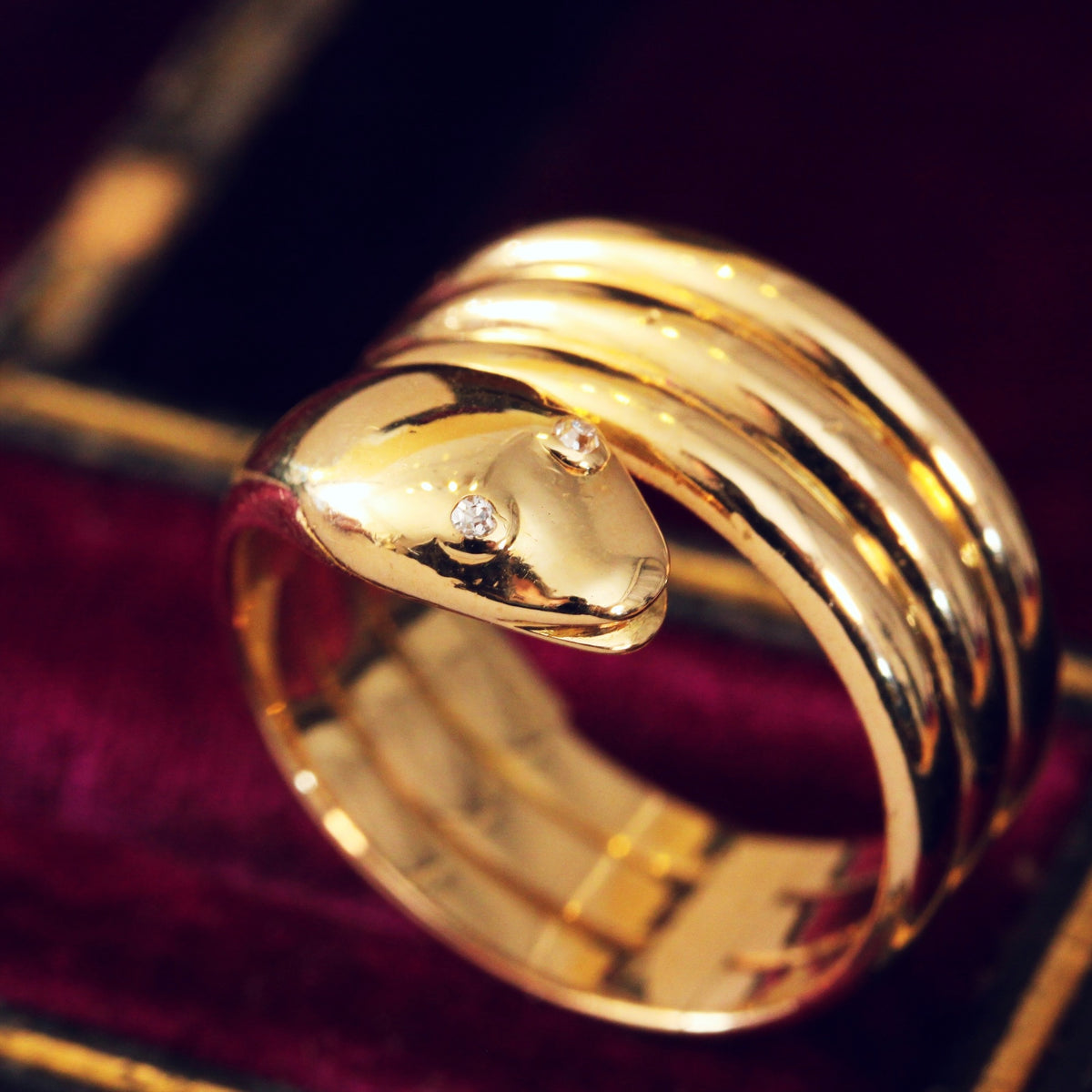Antique Date 1898 18ct Gold & Diamond Snake Ring