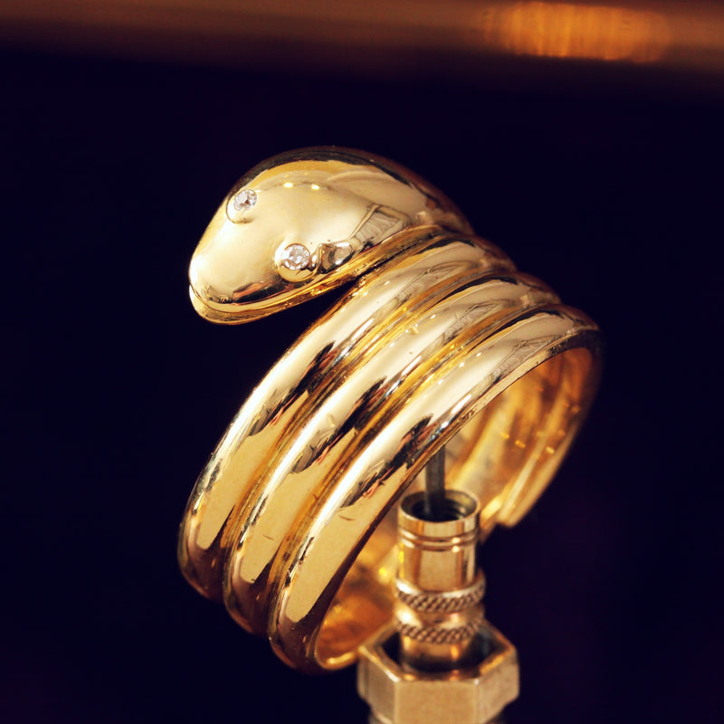 Antique Victorian Diamond Snake Ring in 18K Gold #500235 – Beladora