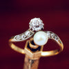 Vintage Pearl and Diamond Crossover Ring