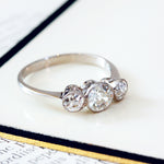 Vintage Recycled Hand Cut Diamond Trilogy Ring