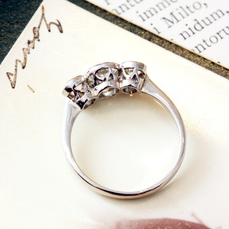 Vintage Recycled Hand Cut Diamond Trilogy Ring