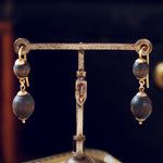 Antique Victorian 9ct Gold and Wood Earrings