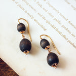 Antique Victorian 9ct Gold and Wood Earrings