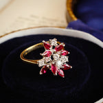 A Flirtatious Asymmetric 1980's Ruby & Diamond Cocktail Ring