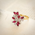 A Flirtatious Asymmetric 1980's Ruby & Diamond Cocktail Ring