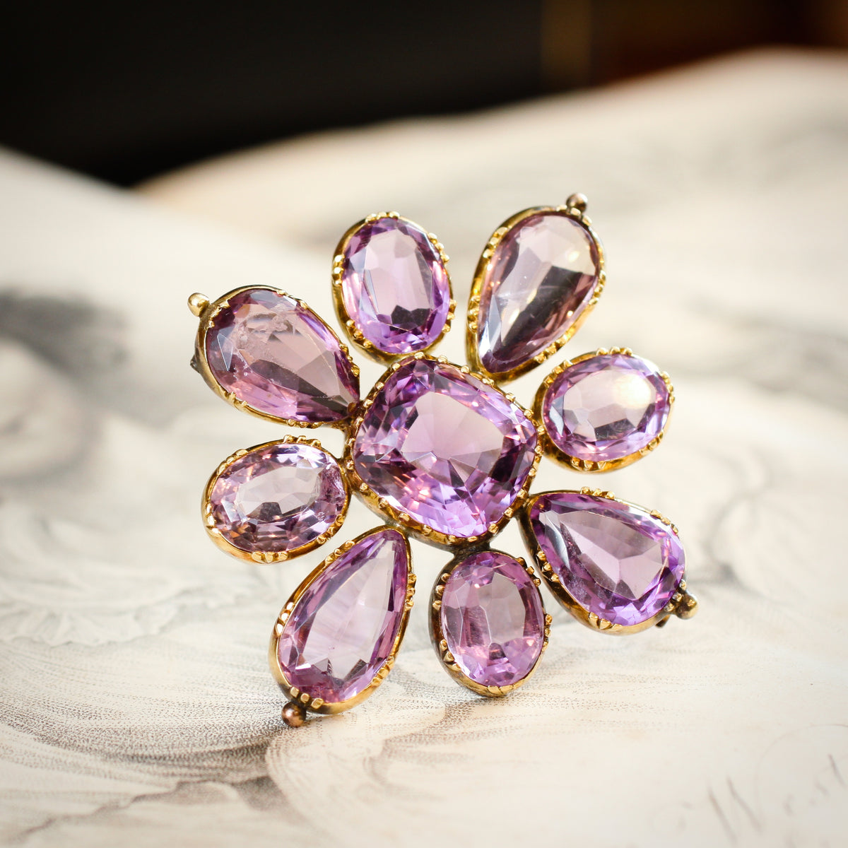 A Magnificent 1820's Gold Amethyst & Paste Maltese Cross Brooch