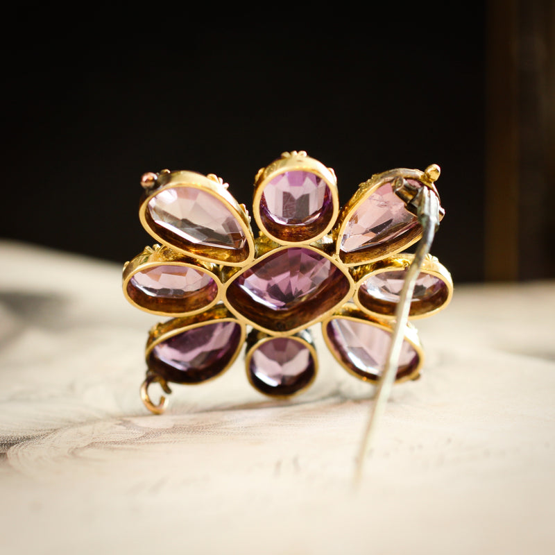 A Magnificent 1820's Gold Amethyst & Paste Maltese Cross Brooch