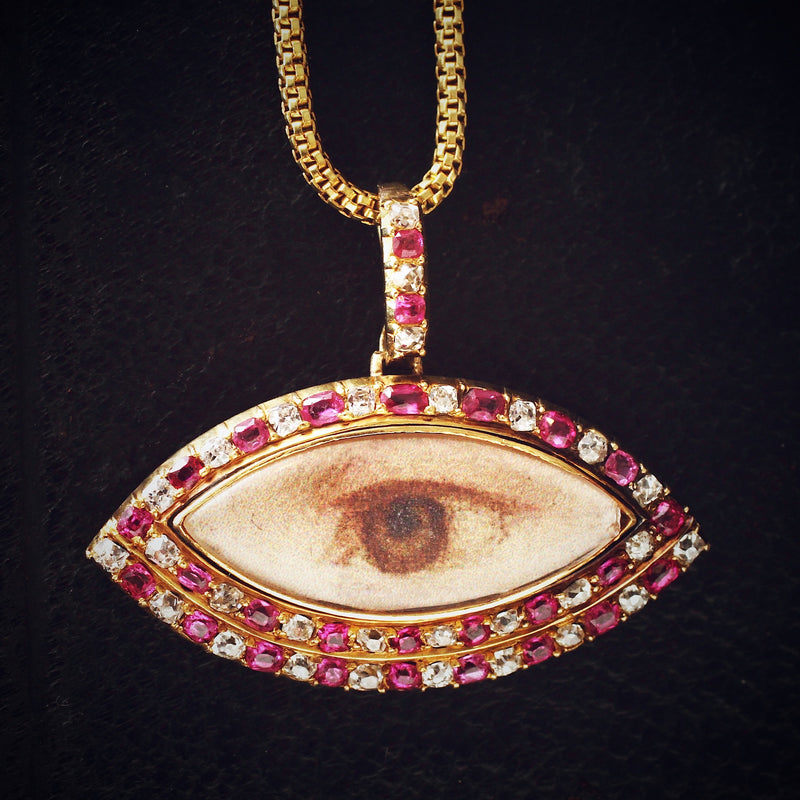 Antique Ruby & Diamond Lover's Eye Locket