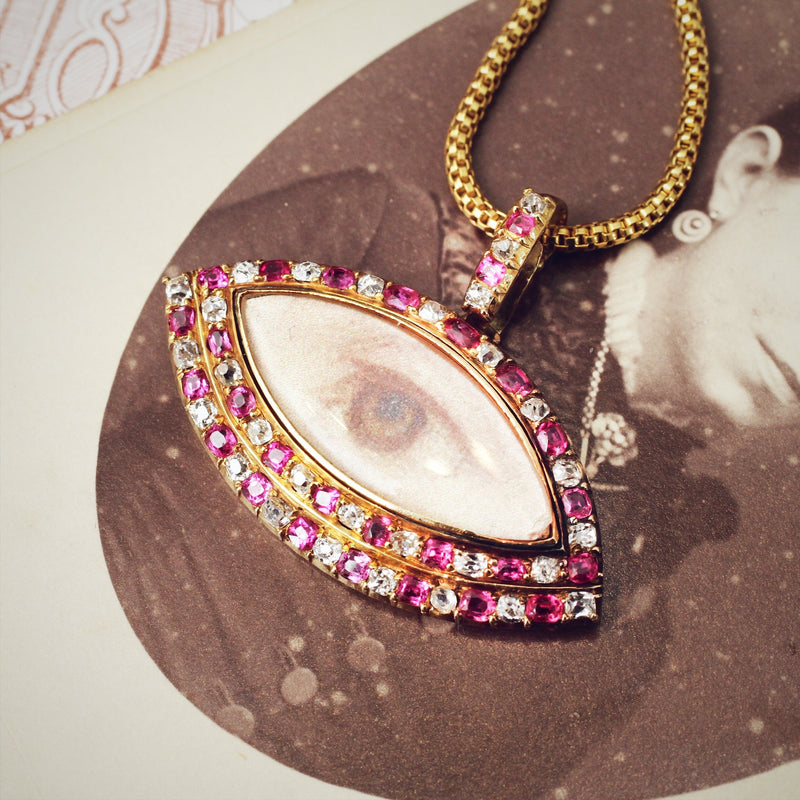 Rare Antique Ruby & Diamond Lover's Eye Locket