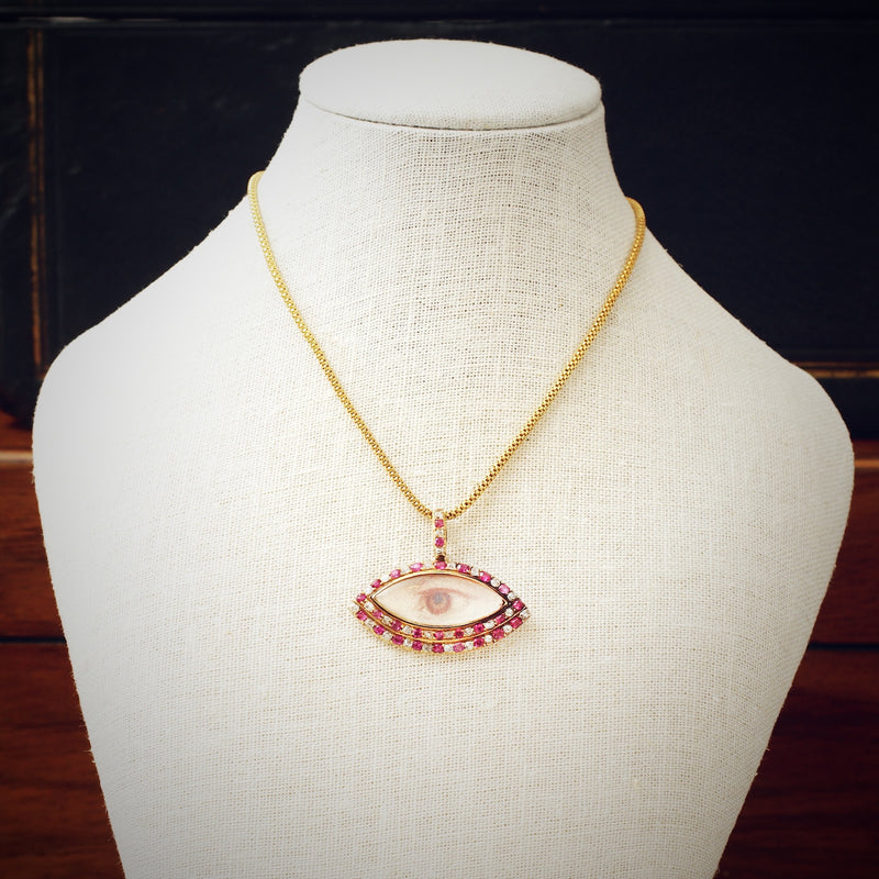 Antique Ruby & Diamond Lover's Eye Locket