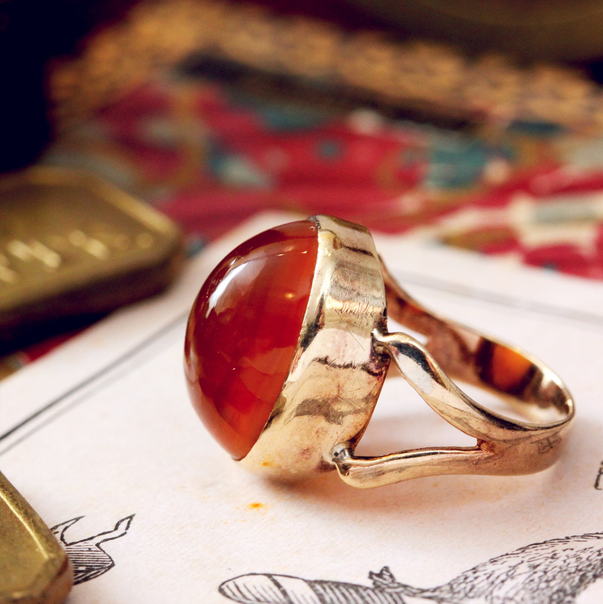 Vintage 9ct Gold Carnelian Ring – Fetheray