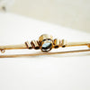 Pristine Antique Aquamarine & Diamond Bar Brooch