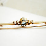 Pristine Antique Aquamarine & Diamond Bar Brooch