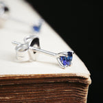 Midnight Blue Sapphire Stud Earrings