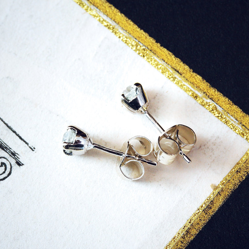 Old Style Twinkle! Hand-cut Diamond Stud Earrings