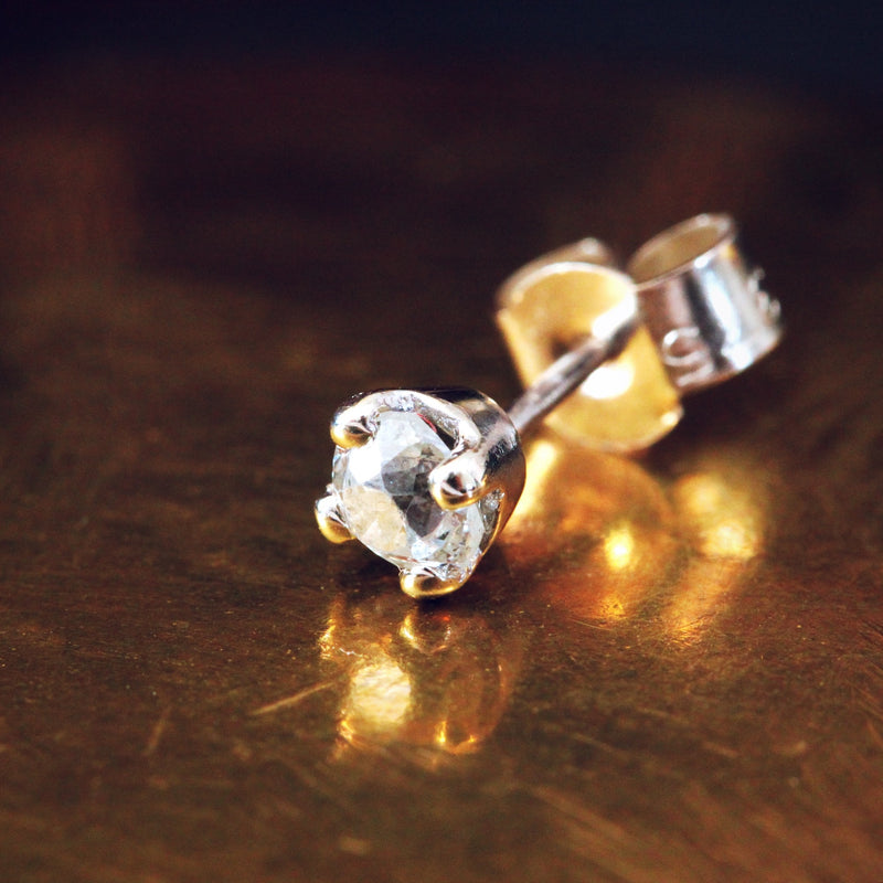 Old Style Twinkle! Hand-cut Diamond Stud Earrings