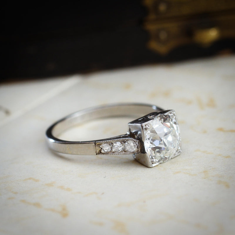 Vintage 1.39ct Old European Cut Diamond Solitaire Engagement Ring