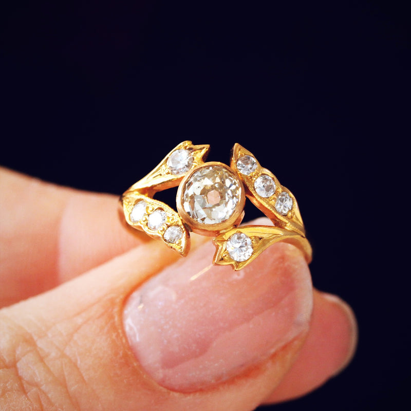 Antique Handmade Old Cut Diamond Ring