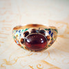 Antique Cabochon Garnet Gothic Revival Enamelled Ring