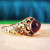 Antique Cabochon Garnet Renaissance Revival Enamelled Ring