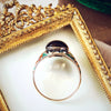 Antique Cabochon Garnet Gothic Revival Enamelled Ring
