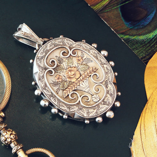 Antique Date 1884 Ornate Victorian Silver Locket