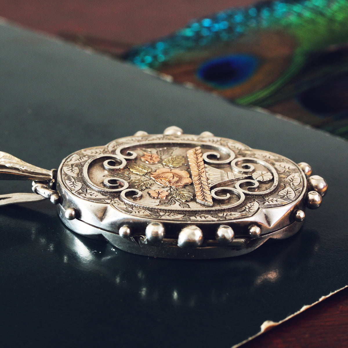 Antique Date 1884 Ornate Victorian Silver Locket