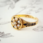 Enchanting Lovelee Date 1863 Enamelled Pearl Ring