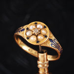 Enchanting Lovelee Date 1863 Enamelled Pearl Ring