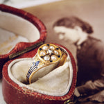 Enchanting Lovelee Date 1863 Enamelled Pearl Ring