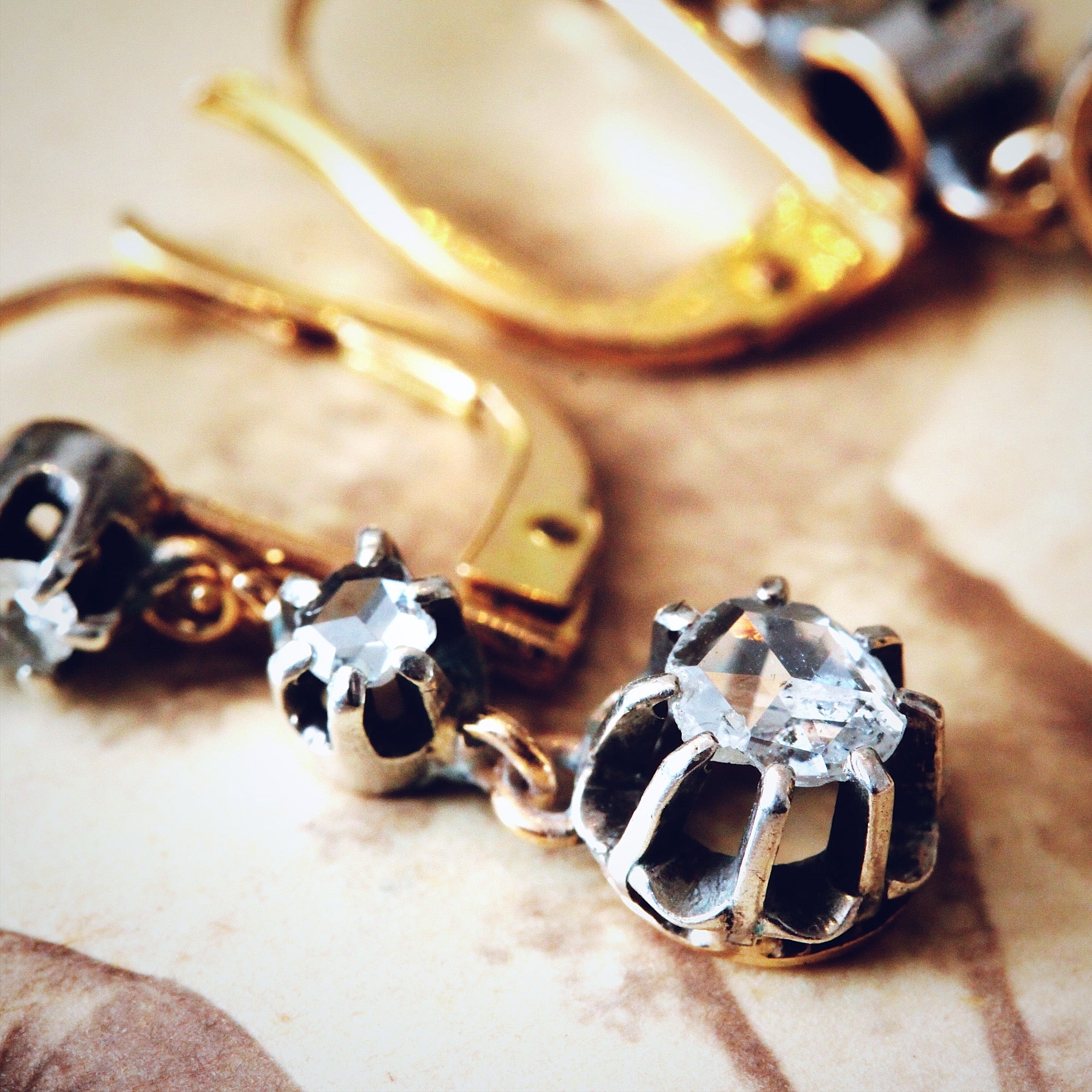 Antique French Rosecut Diamond Earrings  QUITOKEETO