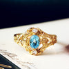 Art Nouveau Design Aquamarine & Diamond Ring