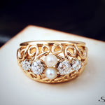 Vintage Diamond & Pearl Boule Cocktail Ring