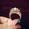 Extravagant Vintage Diamond & Pearl Boule Cocktail Ring