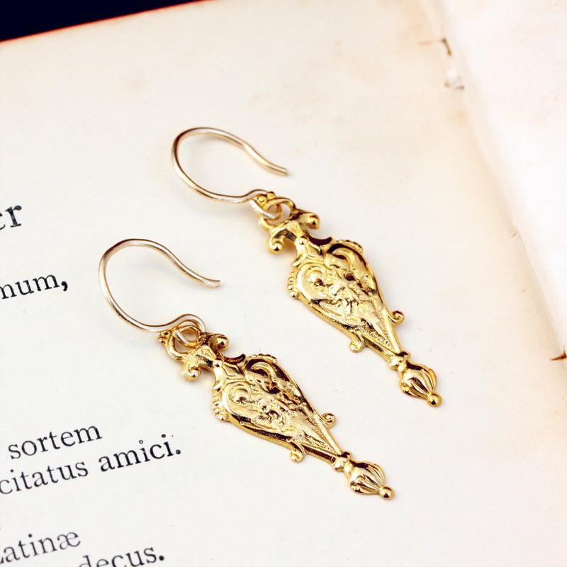 Etruscan Amphora Gold Drop Earrings