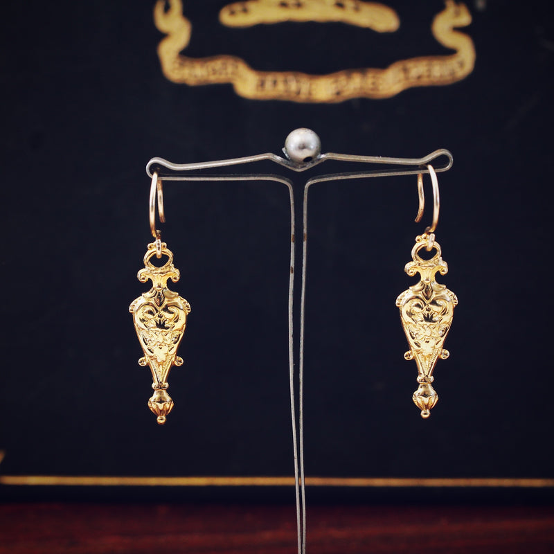 Etruscan Amphora Gold Drop Earrings