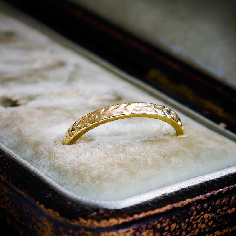 Vintage Style 'Flora' Gold Wedding Ring