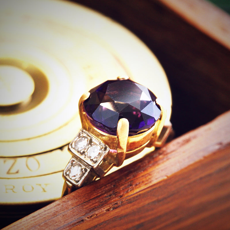Vibrant Vintage Amethyst & Diamond Dress Ring