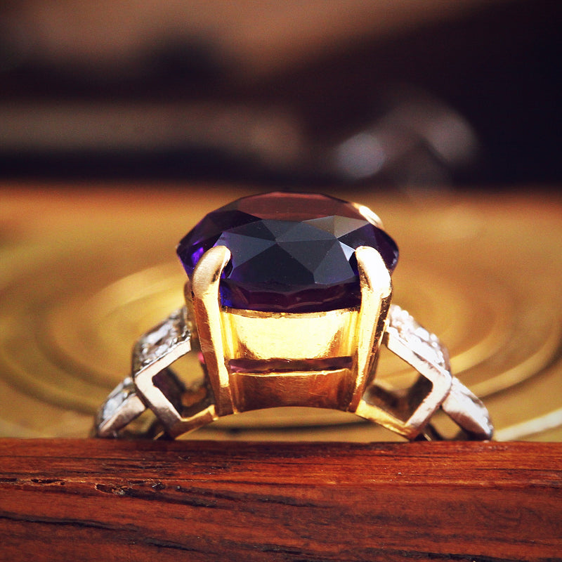 Vibrant Vintage Amethyst & Diamond Dress Ring