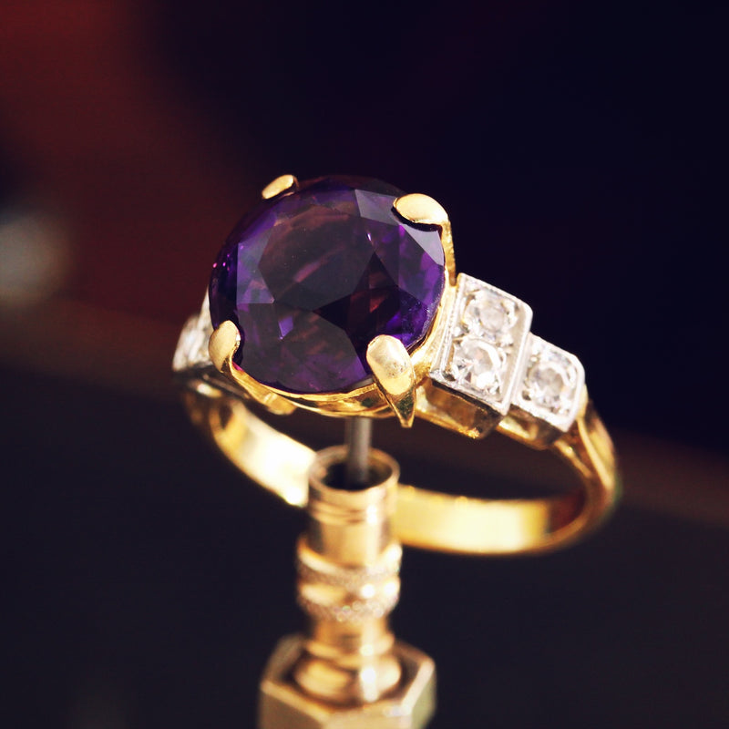 Vibrant Vintage Amethyst & Diamond Dress Ring