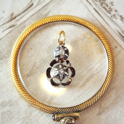 Antique Silver & Rose Cut Diamond Pendant