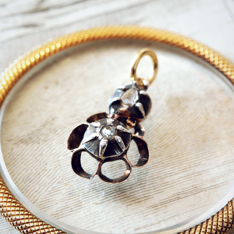 Antique Silver & Rose Cut Diamond Pendant