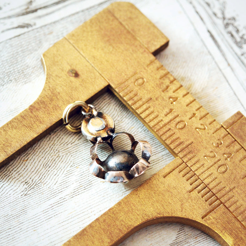 Tiny Antique Silver & Rose Cut Diamond Pendant
