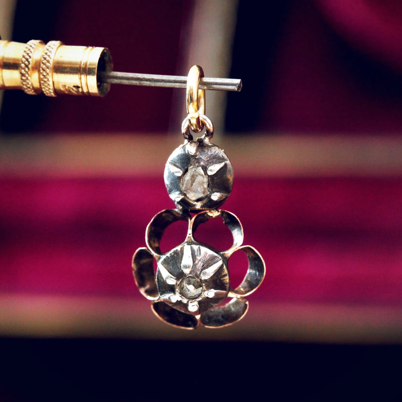 Antique Silver & Rose Cut Diamond Pendant