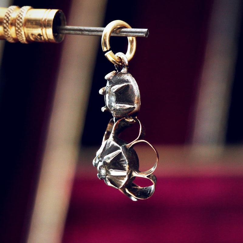 Antique Silver & Rose Cut Diamond Pendant