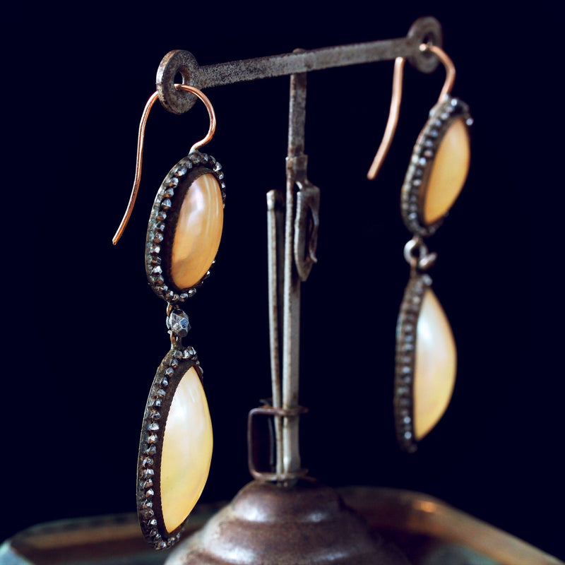 Georgian Coque de Perle Drop Earrings