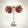 Vintage Mid Century Mexican Coral Silver Earrings