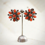 Vintage Mid Century Mexican Coral Silver Earrings