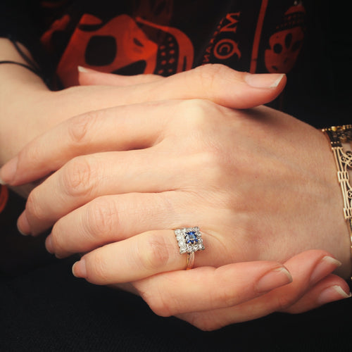 Vintage Art Deco Sapphire & Diamond Dress Ring