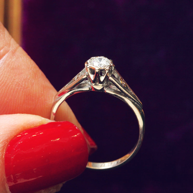 Vintage 1970's 18ct White Gold Diamond Solitaire Ring